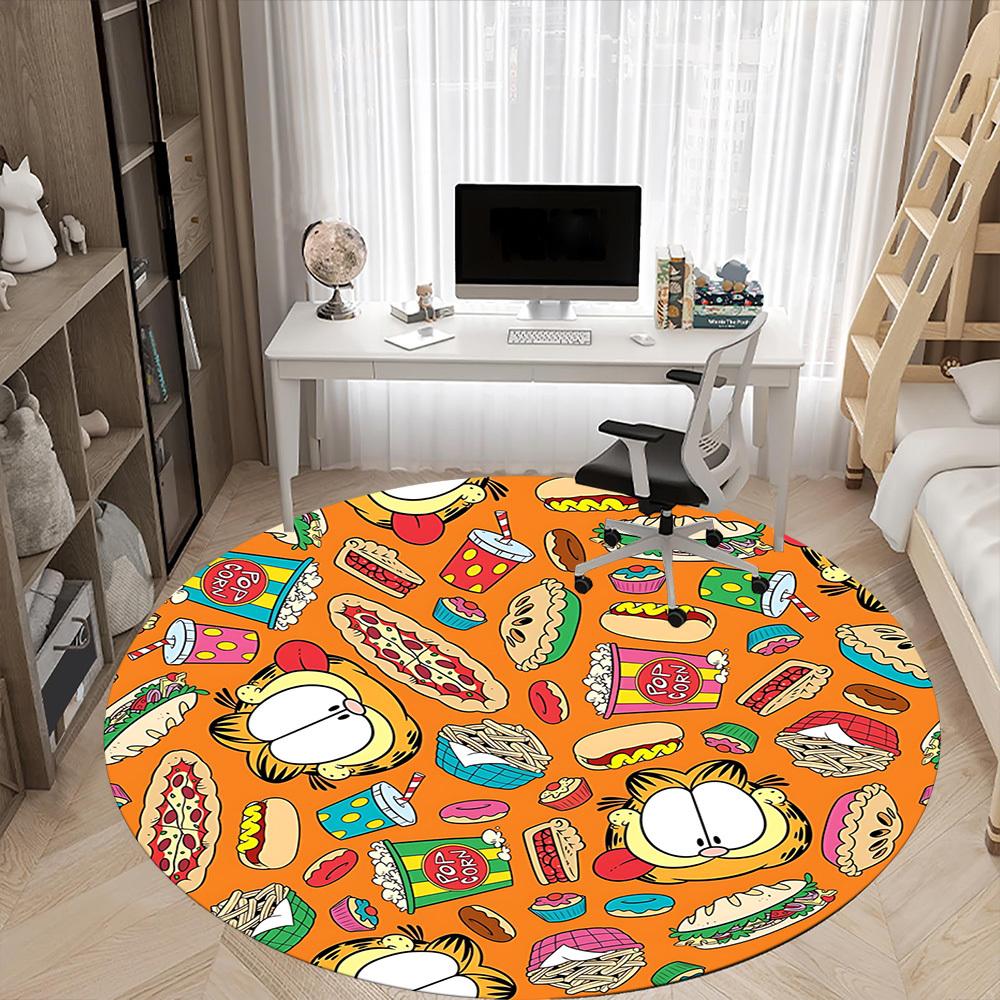 1pc Garfield Foodie Chair Carpet for Office, Indoor Non-Slip Polyester Fiber Carpet,  Machine Washable, Durable Construction yy251205107