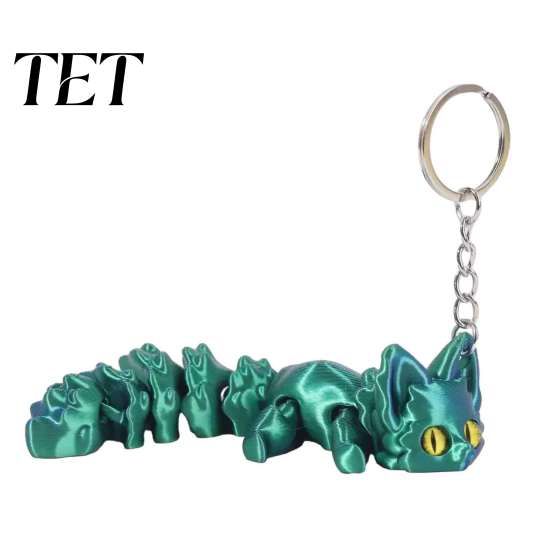 Cute Backpack Accessory 3D Printed Articulated Fox Keychain, Flexible Joint Animal Pendant with Metal Keychain Key Ring, Creative Desk Figurine