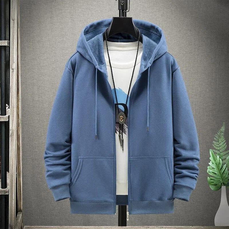 Мужские негабаритные мужские однотонные толстовки с капюшоном, пальто с капюшоном, толстые/тонкие хлопковые толстовки, спортивная одежда для женщин, хлопок плюс бархатная молния, кардиган для тренировок