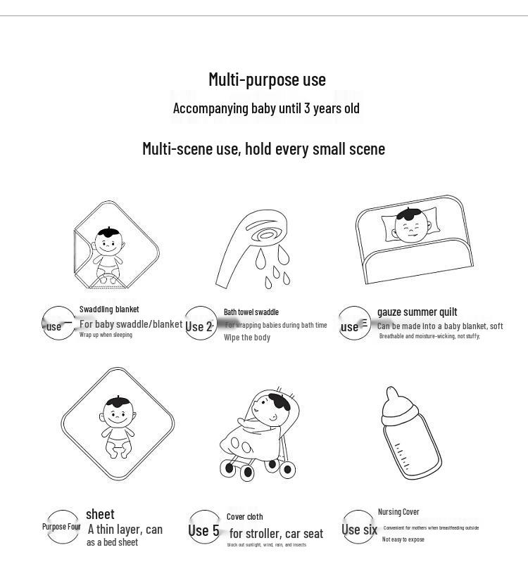 Бобовое одеяло: Мягкое марлевое полотенце из чистого хлопка и пеленка-одеяло для новорожденных и детей - Весна/Лето.