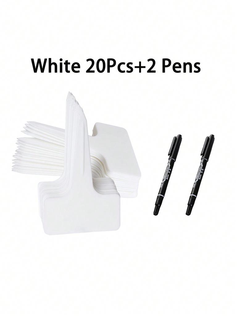 20 шт. этикеток для растений T-типа с гелевой ручкой, водонепроницаемые пластиковые бирки для растений, маркеры для сада в питомнике