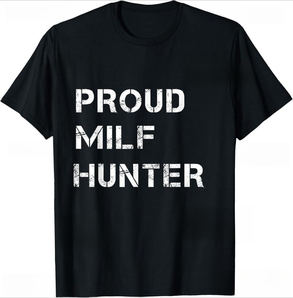 ВеснаЛето MILF Hunter Забавный Принт Буквы Печать Хлопок Мужская Женская Футболка Модная Повседневная С Коротким Рукавом Круглый Вырез Футболка