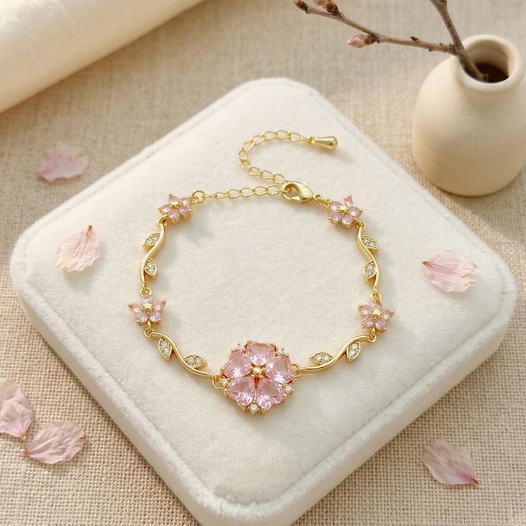 Bracelet Mori flower bow small fresh bracelet, environmentally friendly copper inlaid zircon high quality