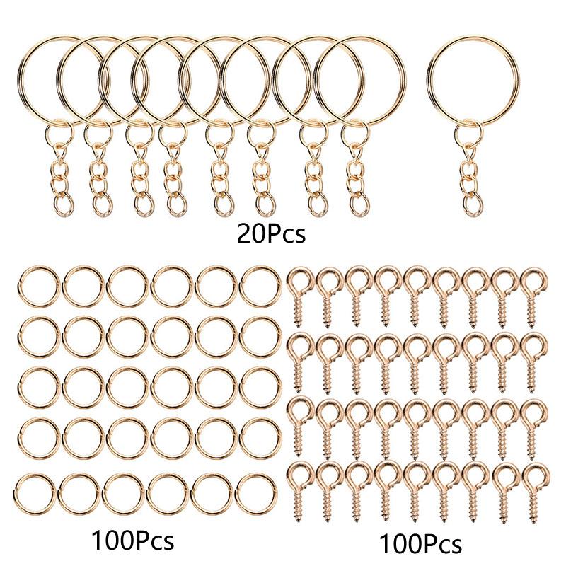 110/220Pcs Jewelry Making Jump Rings Key Ring Eye Pins Keychain Kits Key Chain Epoxy Resin