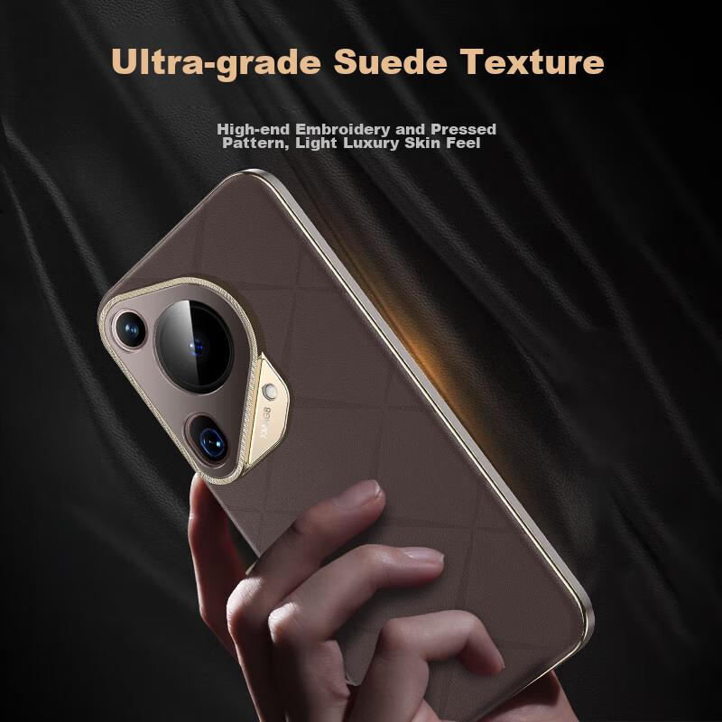 Leather Embroidered TexturePhone Case for Huawei Pura70Ultra, Pura70Ultra Full Protection Lens, Ultra-Thin Shockproof - Starry Black
