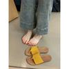 Ретро сандалии на одном слове женские лето 2025 новые Мори женская мода матовая кожа носок плоская подошва шлепанцы