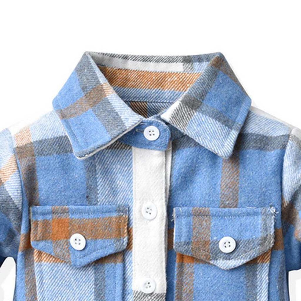 Kids Toddler Flannel Shirt Jacket Plaid Long Sleeve Lapel Button Down Shacket Baby Boys Girls Fall Shirt Coat Outwear