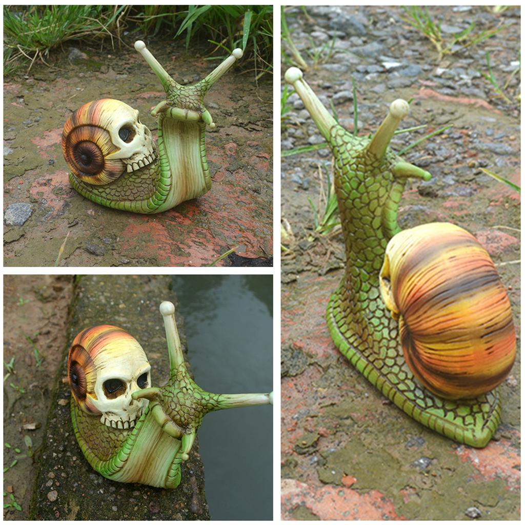 Готическое украшение Статуя улитки Патио Хэллоуин Фигурка Поделки Ужас Скелет Настольная Улитка Череп Скульптура Орнамент Декор