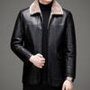 Middle-aged and Elderly Dad's Mid-length Leather Down Jacket Men's Business Casual Thickened Leather Jacket Men's Jacket