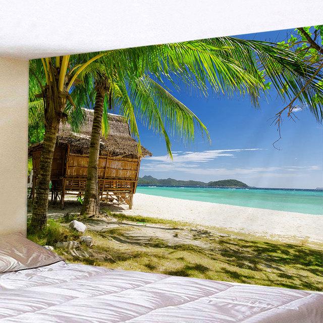 Природа Морской Пейзаж Гобелен Приморский Кокосовая Пальма Океан Пляжный Гобелен Настенный Гобелен Декоративного Искусства Домашнего Декора Фон Потолок