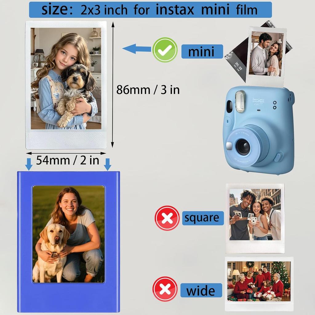 10 Pack Magnetic 2x3 Picture Frames For Fujifilm tax Mini Film, Cute Multiple Colorful Tiny Small 2 by 3 Inch Collage Photo Display Bulk Set For