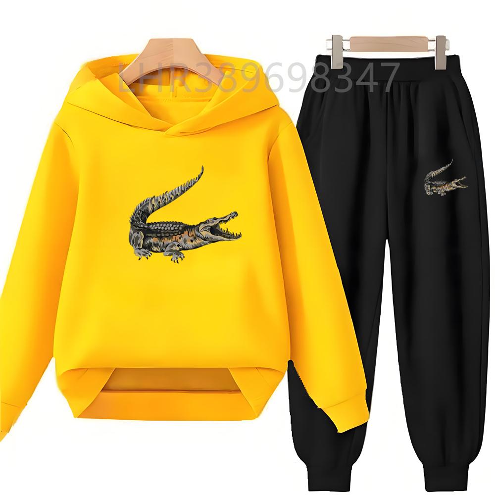 American Crocodile Hoodie Kids 3-12 Years Boys Girls Casual Tops+Pants Sets Children Long Sleeves Autumn New Fashion Clothes