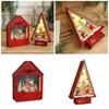 Christmas Cottage Decors Handcrafts LED Lighted Cabin House Festival Ornament for Home and Office Tabletop Display
