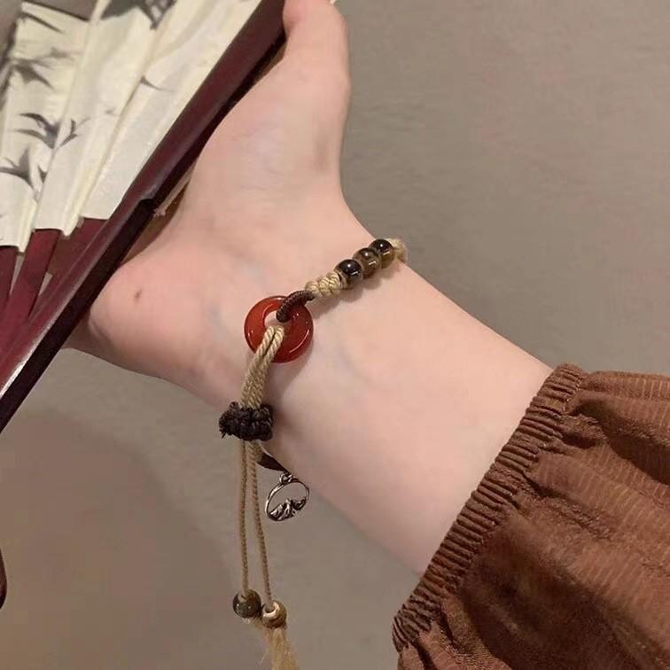 Ping Stylish Amber An Knot Bracelet For Women Spring 2024 New Chinese Ethnic Wind