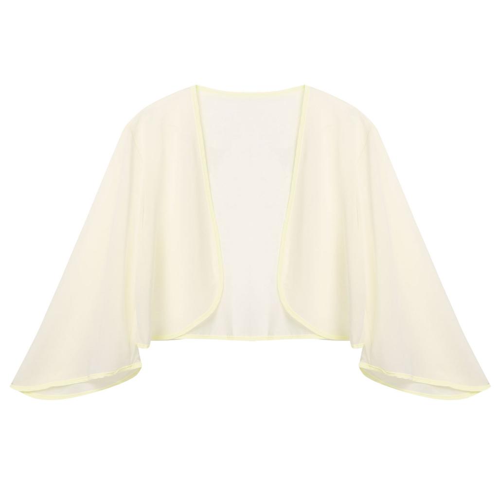 Womens 3/4 Sleeve Chiffon Cardigan Bolero Elegant Summer Ladies Wedding Wraps Shrug Bridal Shawl Evening Cover Up