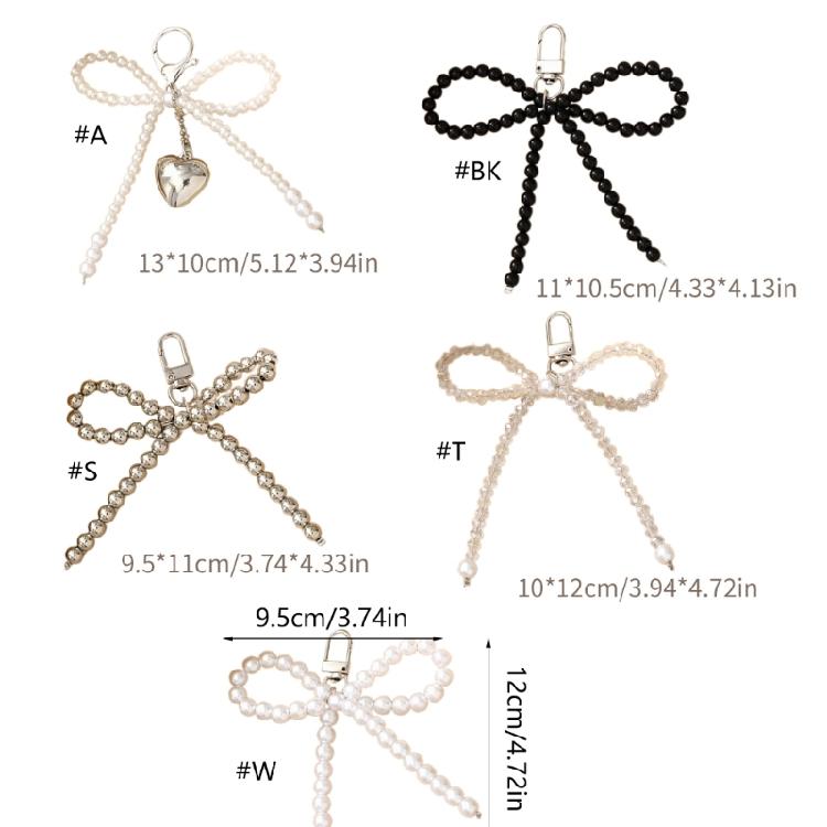 Fashion Pearls Beaded Bowknot Keychain Pendant Decoration Bag Backpack Charm