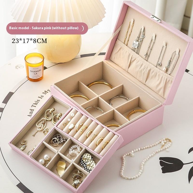 Jewelry Storage Box High-end Delicate Gold Hand Jewelry Bracelet Necklace with Lock Earrings Ring Jewelry