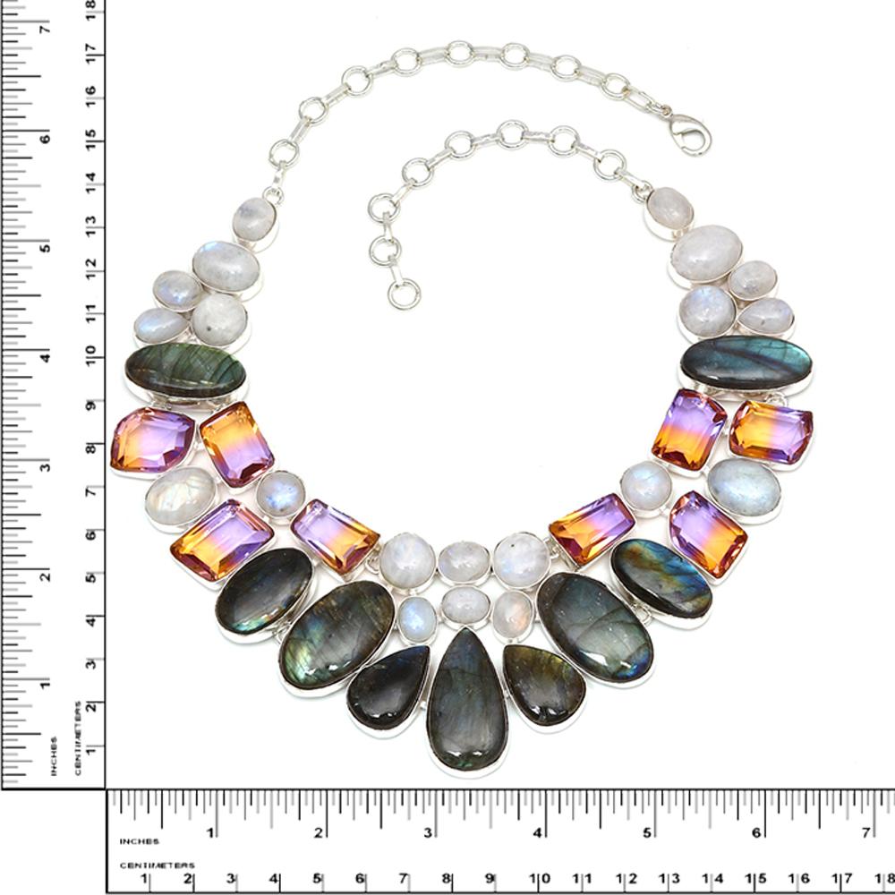 Ювелирное ожерелье и комплект из радужного лунного камня лабродорита 18-20''