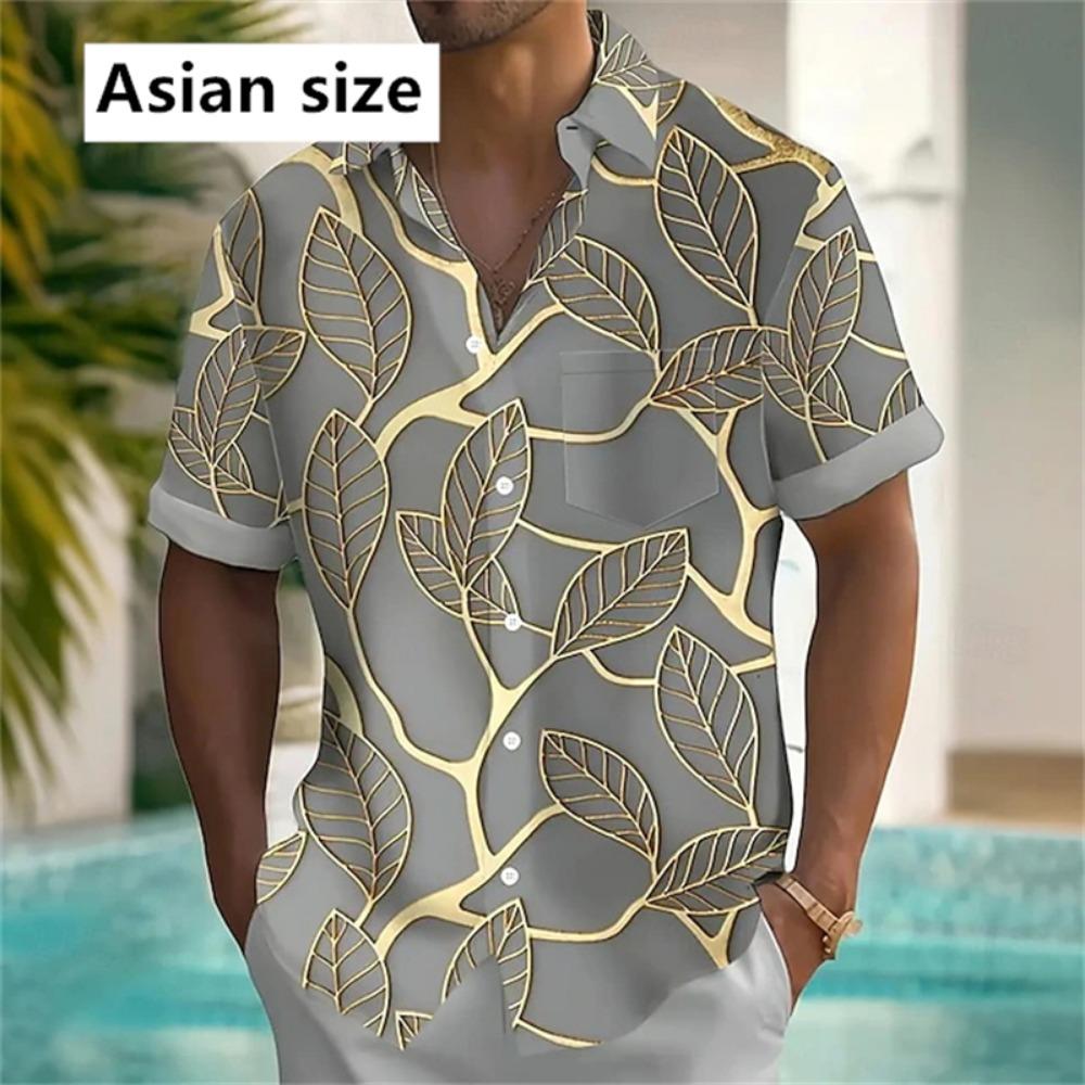 2025 Гавайская рубашка мужская и женская 3D-печатная рубашка с тропическим растением на пуговицах, летняя складная рубашка с коротким рукавом, модный топ