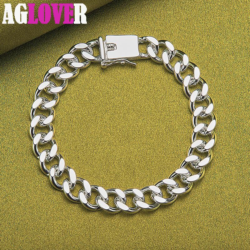 Ювелирные изделия из стерлингового серебра 925 пробы, 8 мм, боковой браслет