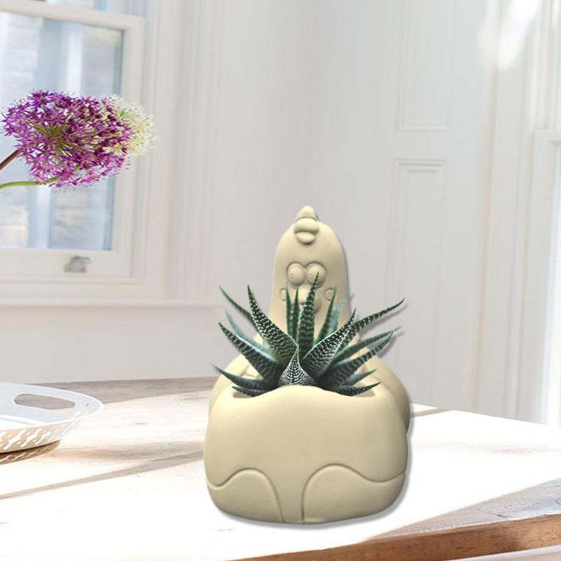 Cute Hen Pen Holder Silicone Molds Table Ornament Mould Plaster Making Succulent Planter Mold Craft Home Decorations