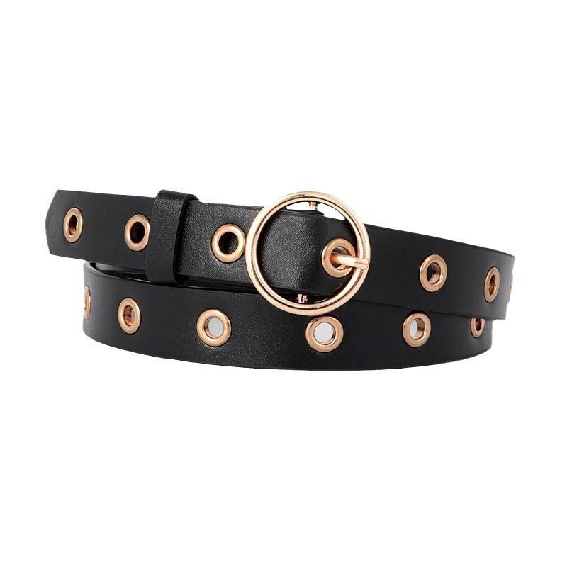 Versatile Leather Pu Belt For Women With Punching Detail And Buckle Metal
