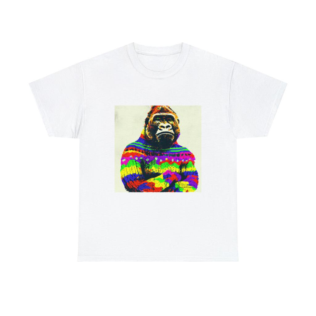 Vintage Style T Shirt Animal Art Tee Gorilla Wearing a Sweater Nature Funny Cool
