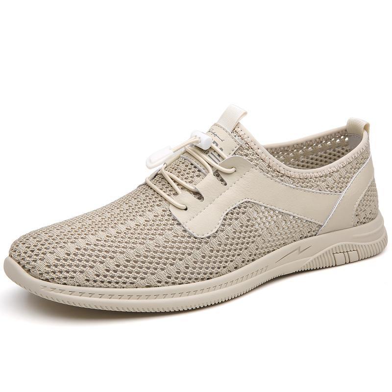 Новые дизайнерские дышащие мужские сетчатые повседневные туфли с массажной подошвой, рабочие туфли для поездок на работу, мужские повседневные туфли для вождения с вырезом