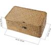 IMIKEYA Woven Storage Box Wicker Storage Bins with Lid Seagrass Basket Desktop Hand- Woven Box for Home Office Shelf Organizer