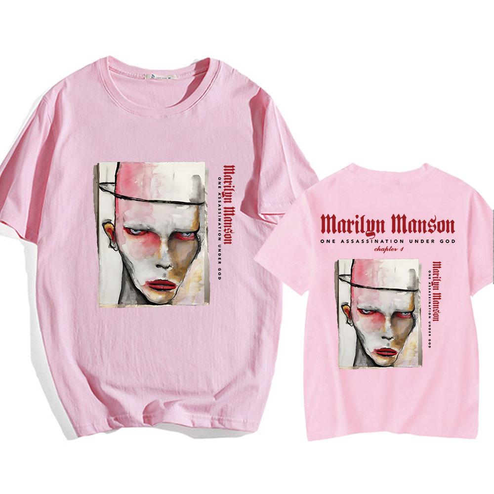 Футболка Marilyn Manson One Assassination Under God Charter 1 с принтом европейского тура 2025 года, хлопковые футболки с коротким рукавом