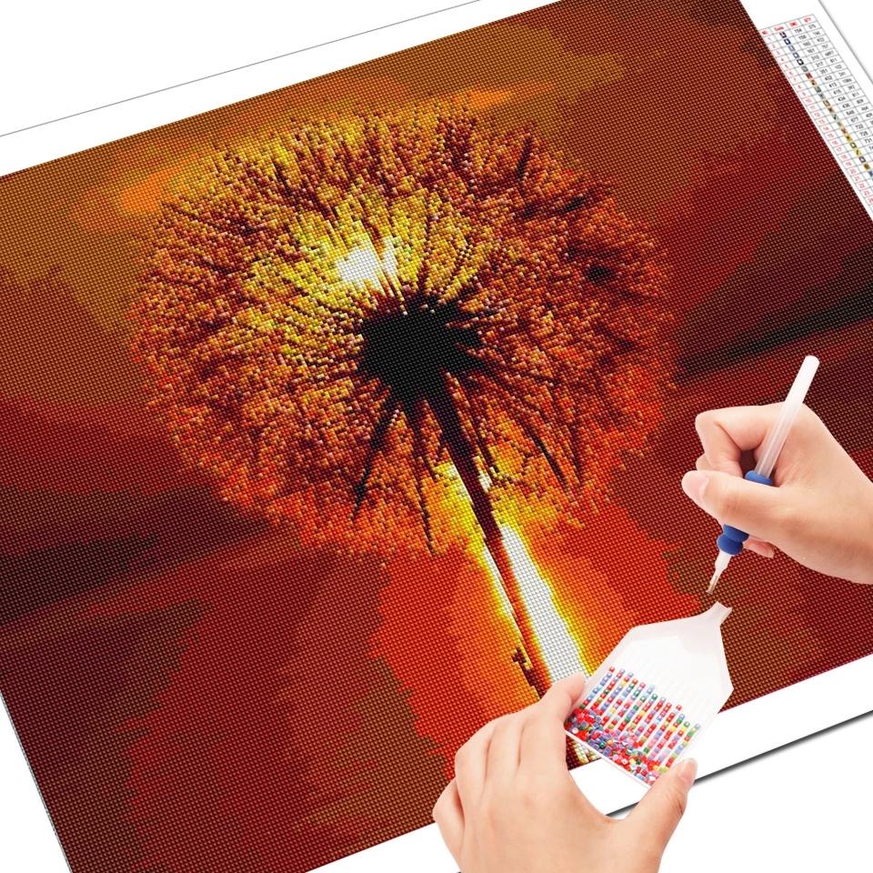 Diamond Painting Dandelion Full Square Mosaic Art Sunset Diamond Embroidery Landscape Picture of Rhinestone Home Decor