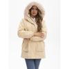 European and American-style Long Winter Parka for Women, with Fleece Lining and Large Fur Collar