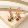 Fashion Colored Flower Dangle Earrings for Women Cubic Zirconia Earring Jewelry Party Accessories