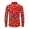 Men's Long Sleeve 3D Digital Print Christmas Shirts Casual Tops for Autumn and Winter