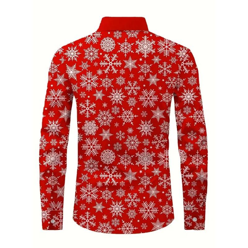 Men's Long Sleeve 3D Digital Print Christmas Shirts Casual Tops for Autumn and Winter