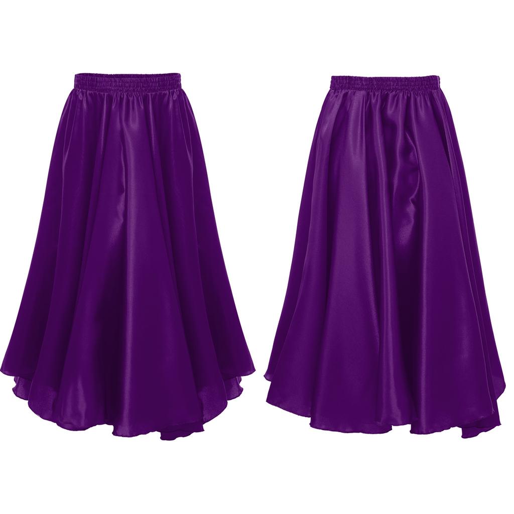 Kids Girls Stylish Dance Clothing Elastic Waistband Large Swing Loose Half-length Skirt