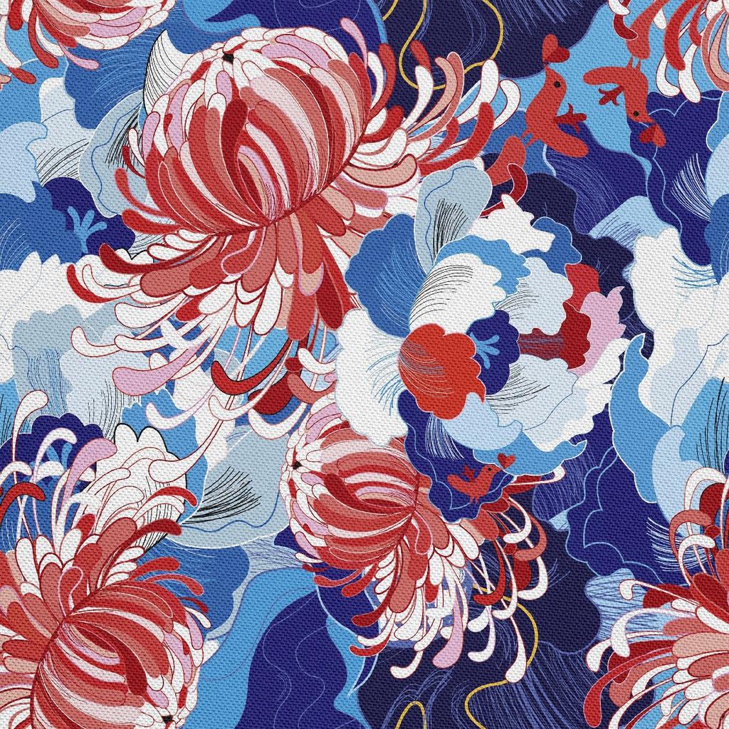 Outdoor Dekostoffe Oxford - Motiv Sommerliches Blumenmuster I Dx199