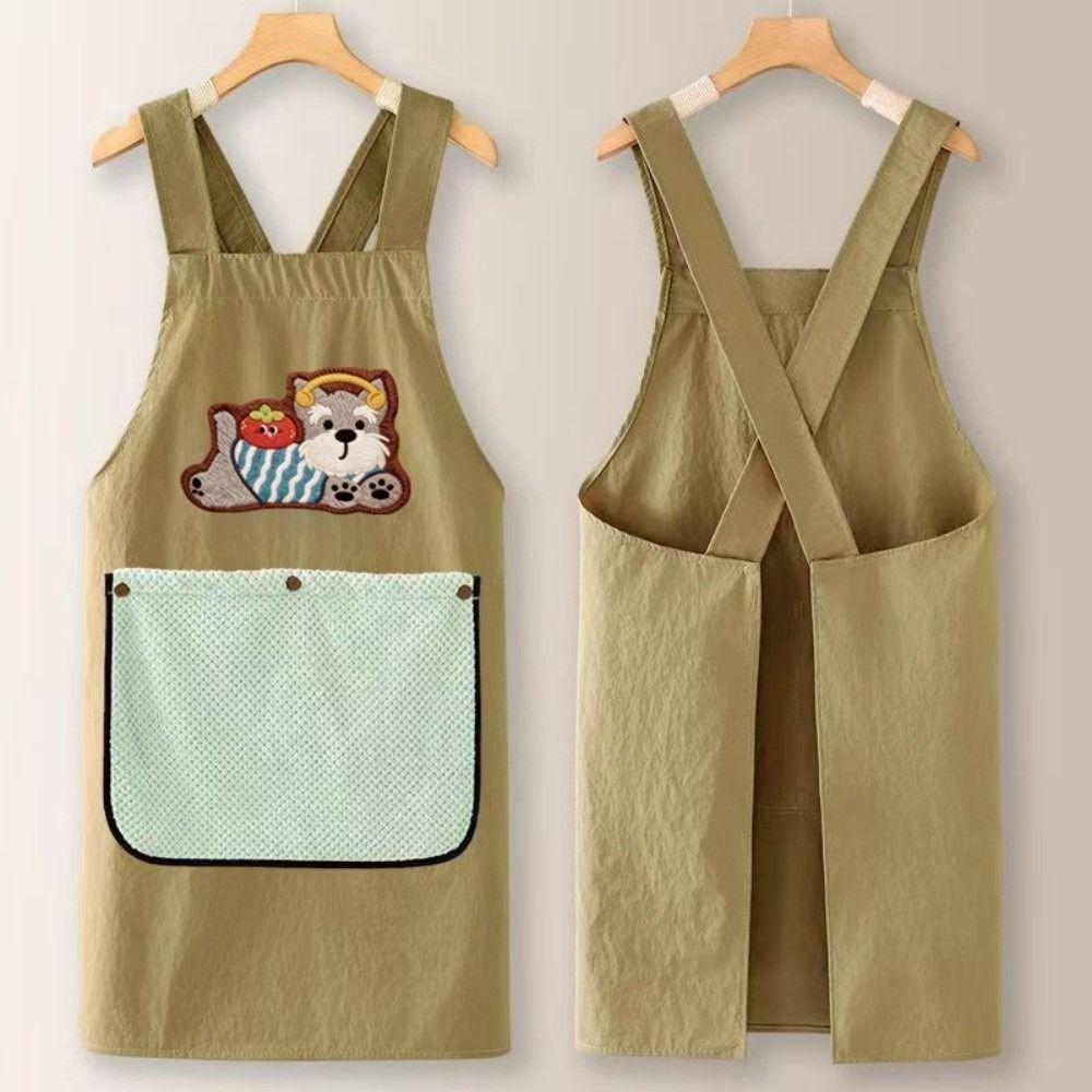Dirt-Proof Waterproof Oil Resistant Apron Lightweight Cross Back Work Apron Household Cleaning