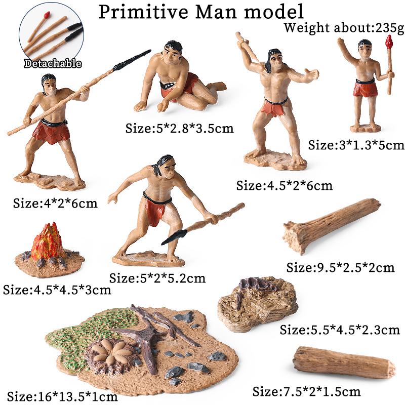Oenux Доисторические люди Сцена жизни Эволюция человека Дикий саблезубый тигр Мамонт Модель животного Коллекция фигурок Игрушка
