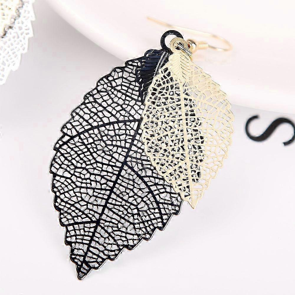 6 Pairs Metal Leaf Dangle Earrings Colorful Pendant Drop Hook Statement Earrings Set for Women Teen Girls 25-26s