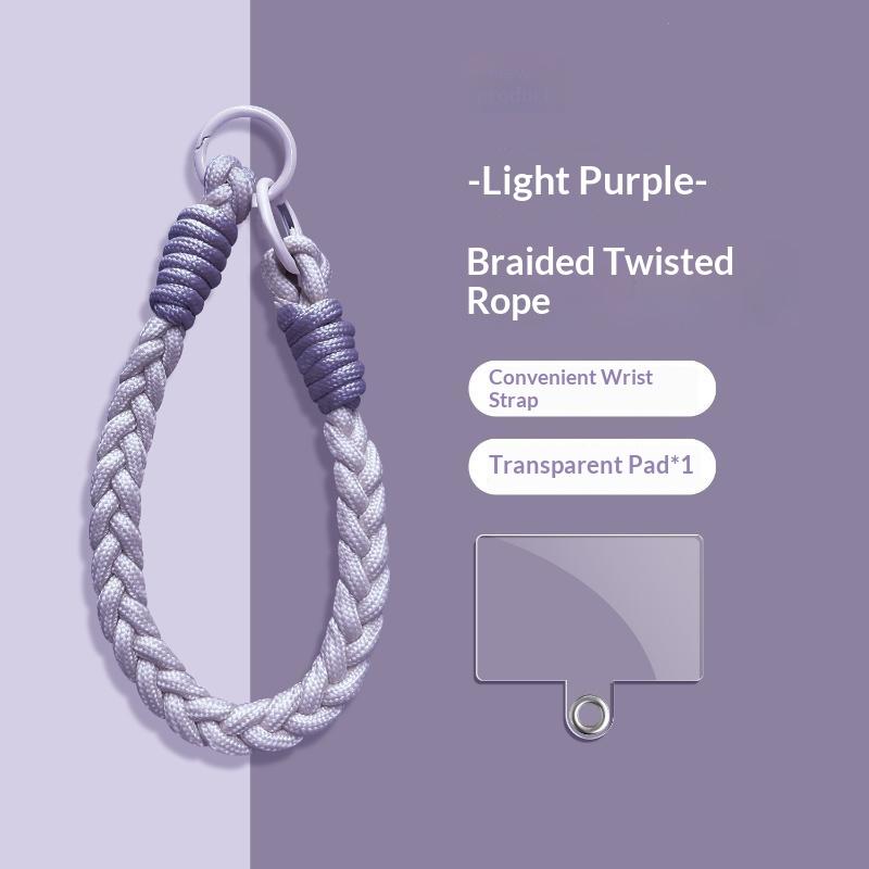 Dopamine Four-Strand Braided Short Phone Lanyard Fashion Color Block Cable-Knit Wrist Strap Durable for Running Hanging Small Accessories