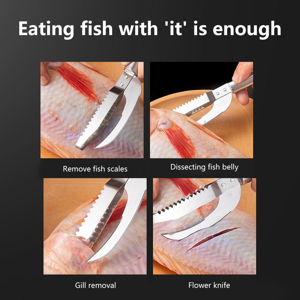 3 в 1 нож для рыбы из нержавеющей стали, пилообразный нож для чистки, соскабливания, отделения костей, филетирования, чистки желудка, кухонные инструменты