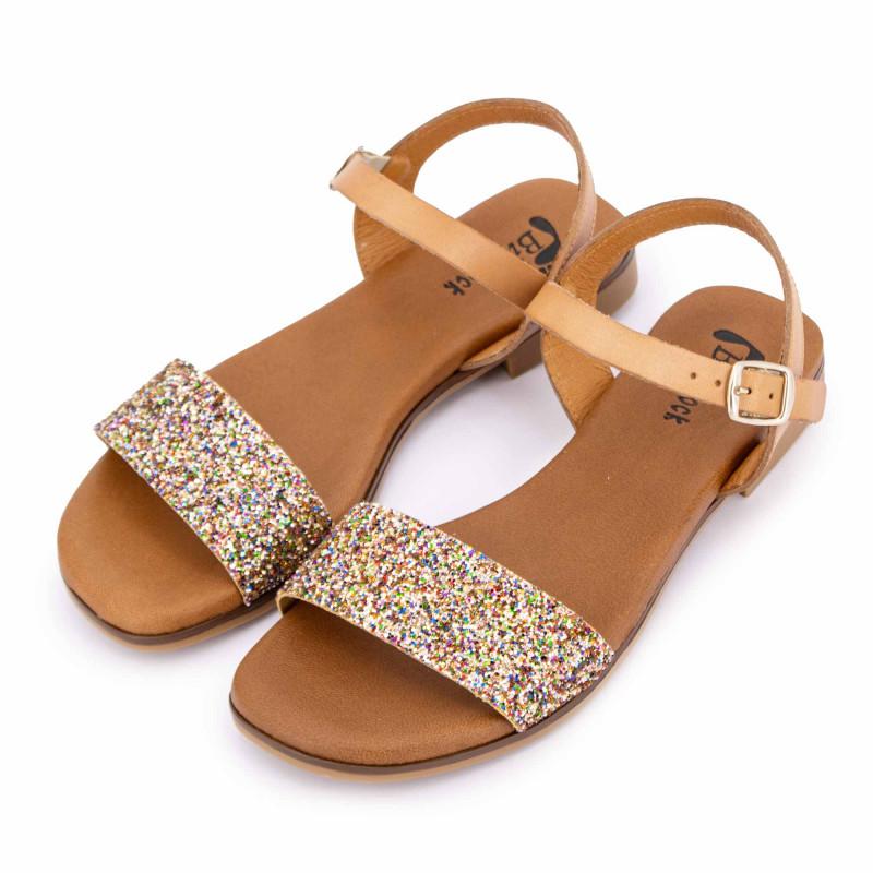 Женские сандалии на плоской подошве с блестящим ремешком BIOSTOCK