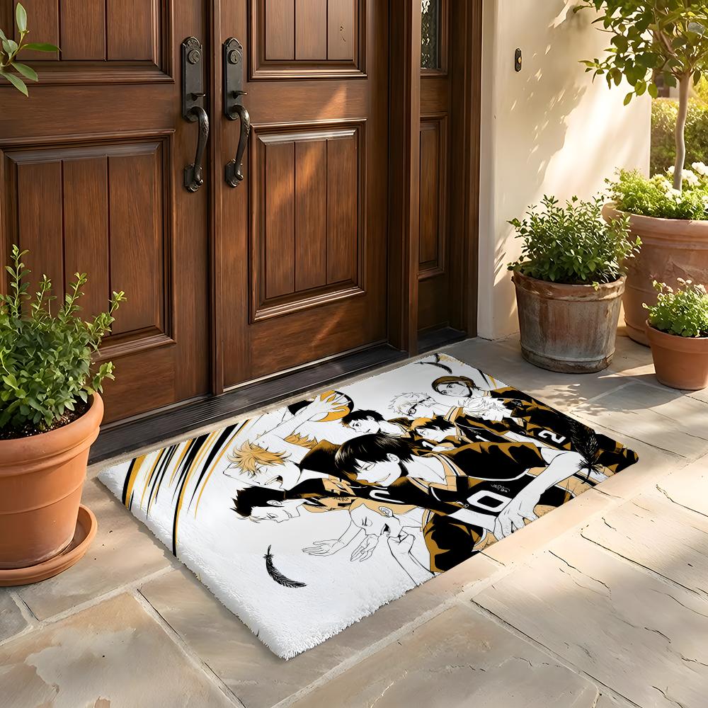 Floor Mat Soft Flannel Rug Non Slip Absorbent Mat for Bathroom Bedroom Home Decor Hot blooded Anime H Haikyuu
