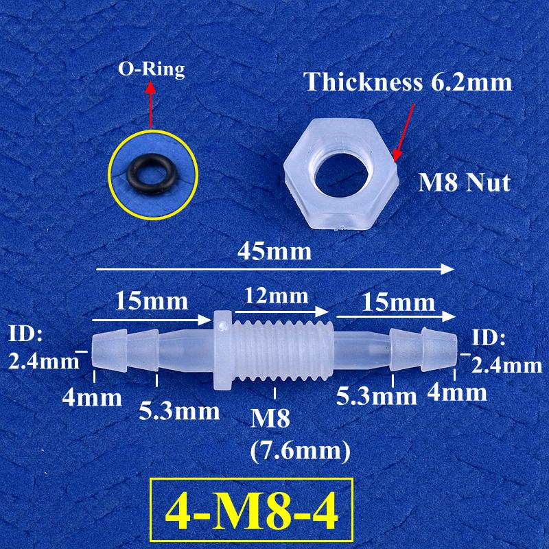M6-M16 To 3-12mm Direct Connectors With Hex Nut  O-Ring Aquarium Tank Air Pump Adapter Garden Irrigation PP Pagoda Hose Joint