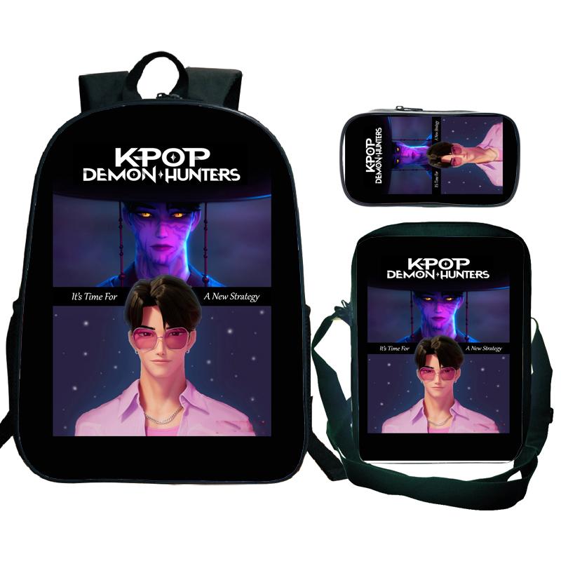 3 шт. K-Pop Рюкзаки Охотники на демонов Huntrix Девочки Дети Студенты Школьные сумки Зои Руми Мира Саджа Мальчики Дети Рюкзаки Унисекс Мочила