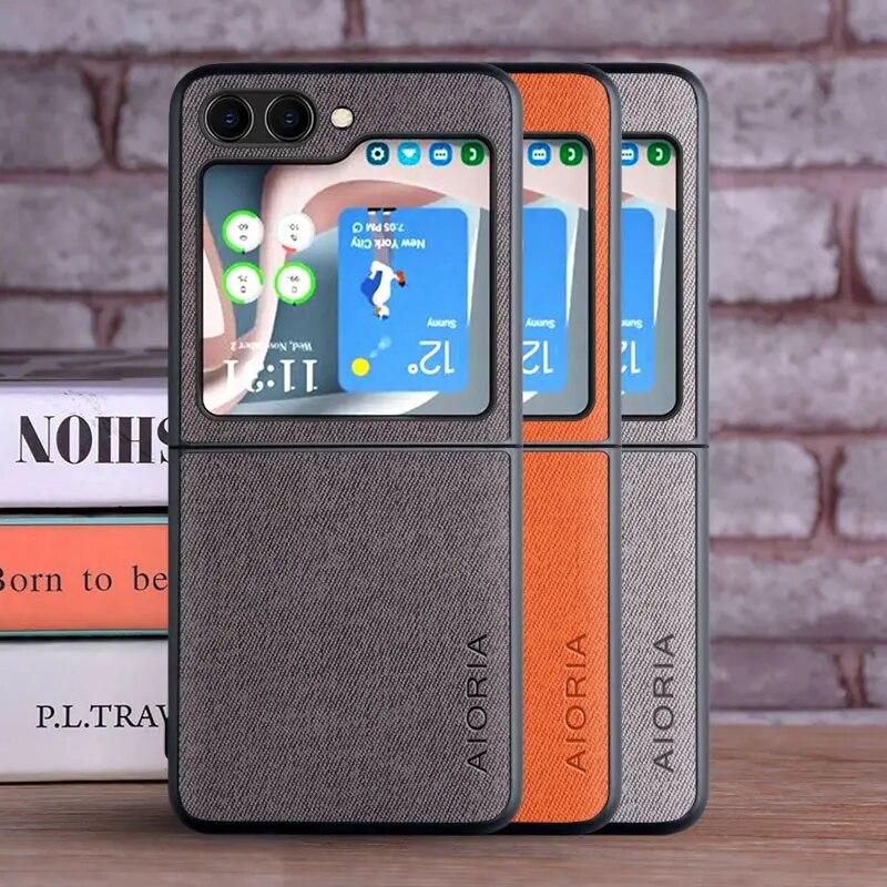 Чехол для Samsung Galaxy Z Flip 5 4 3 Z Flip5 5G, роскошный текстильный кожаный чехол для Samsung Galaxy Z Flip 5, чехол-капа