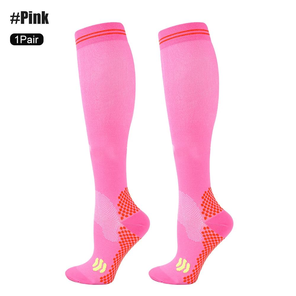 1Pair Sports Compression Long Socks Breathable Calf Nylon Socks for Running Basketball Football Volleyball Fitness Men Women