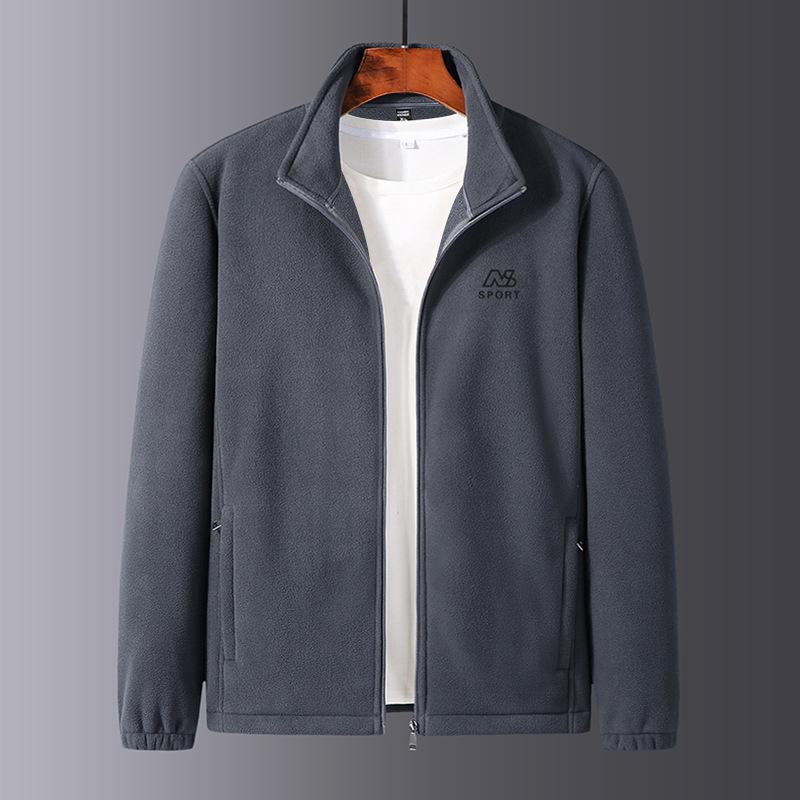 Осень и зима Новая утепленная флисовая куртка с верхом Двусторонняя флисовая куртка-свитер Мужская флисовая куртка большого размера