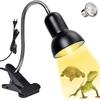 Black White Reptile Heat Lamp Blue Basking Spot Lamp UVA UVB Full Spectrum Sun Lamp with Rotatable Clip and Switch for Aquarium